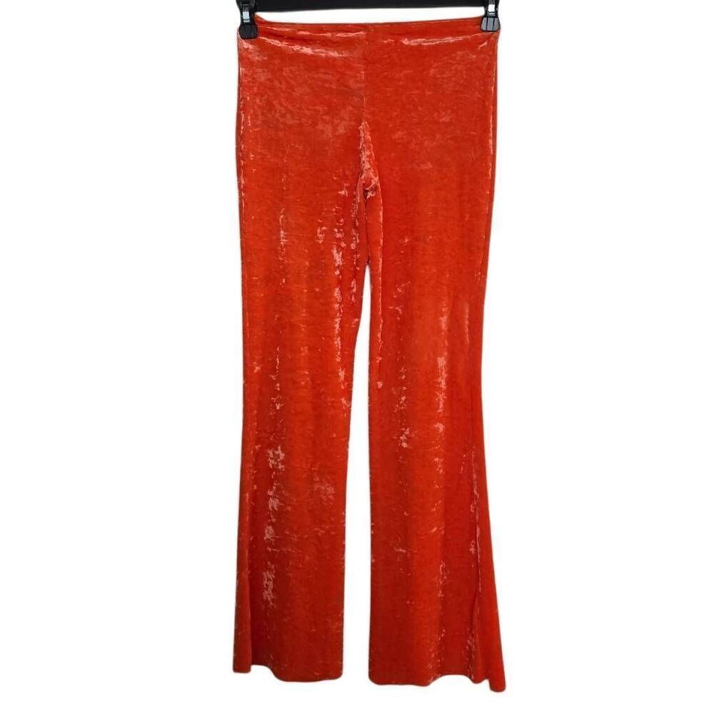 Dansco Girl's Size Large Orange Crush Velvet Flare Dance Pants